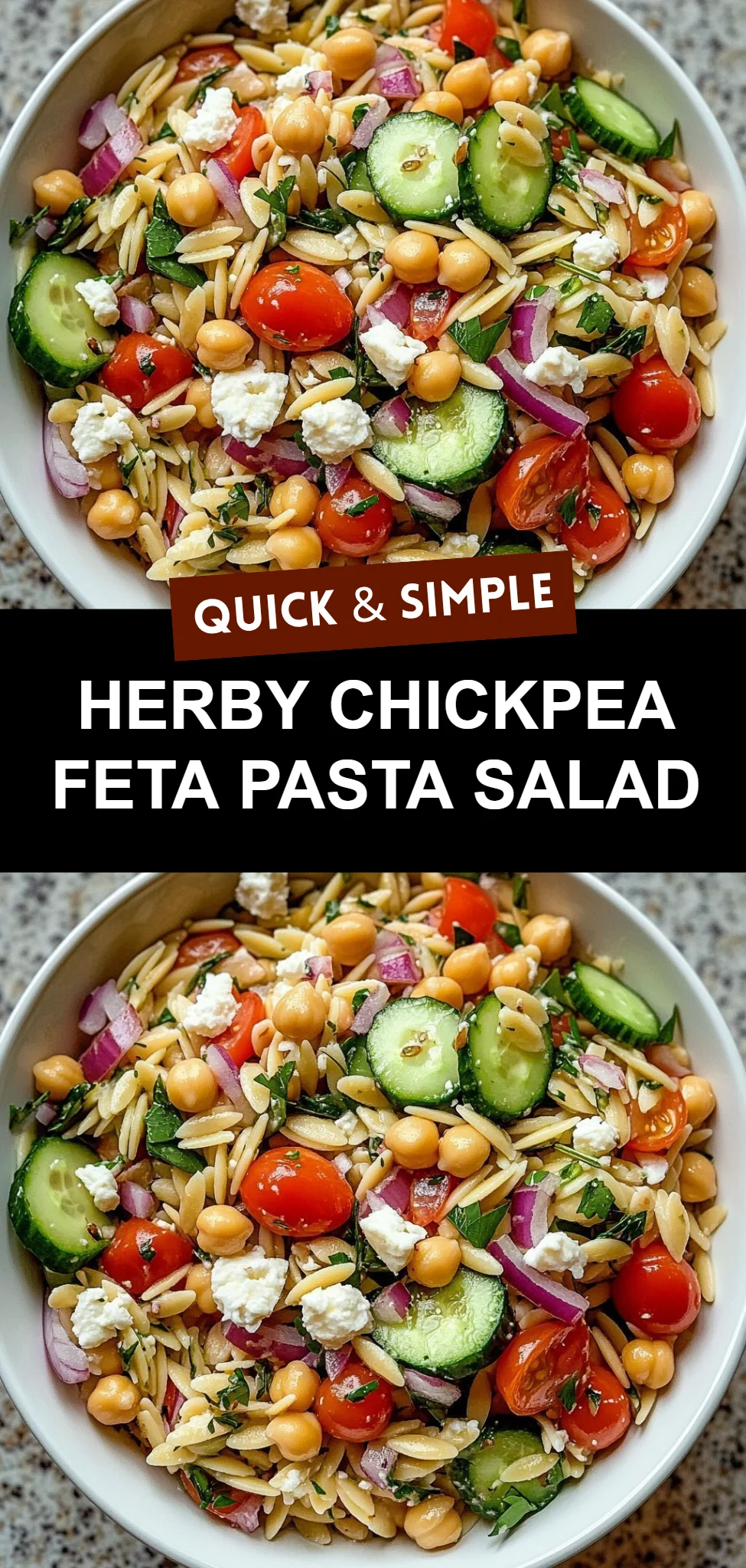 Herby Chickpea Feta Pasta Salad