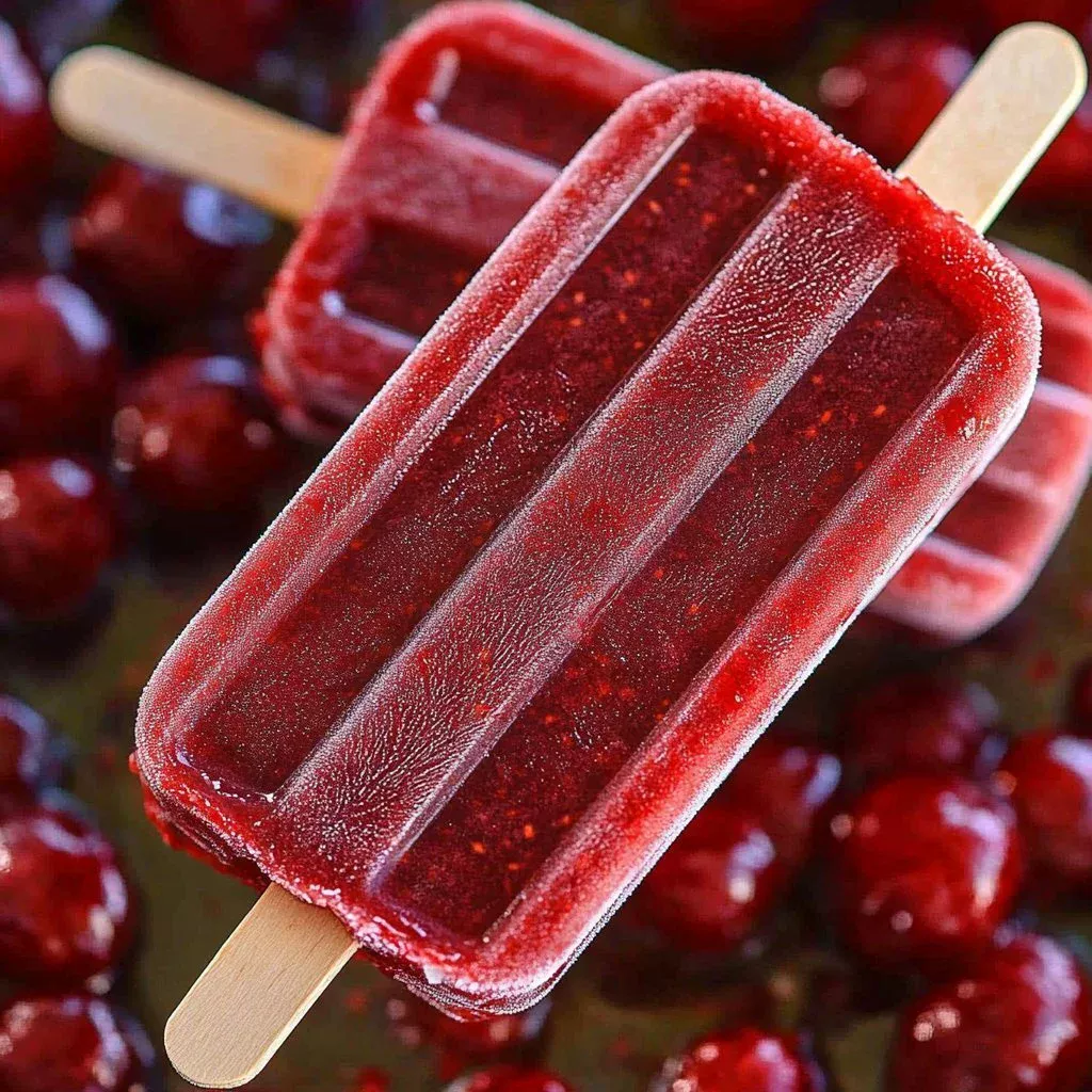 Delicious homemade cherry popsicles in a colorful bowl