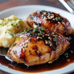Honey Balsamic Chicken with a rich glaze served on a plate
