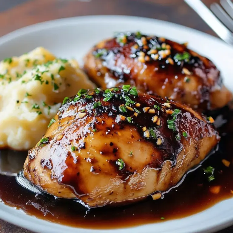 Honey Balsamic Chicken with a rich glaze served on a plate