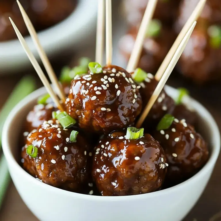 Honey garlic crockpot meatballs served in a bowl on a wooden table