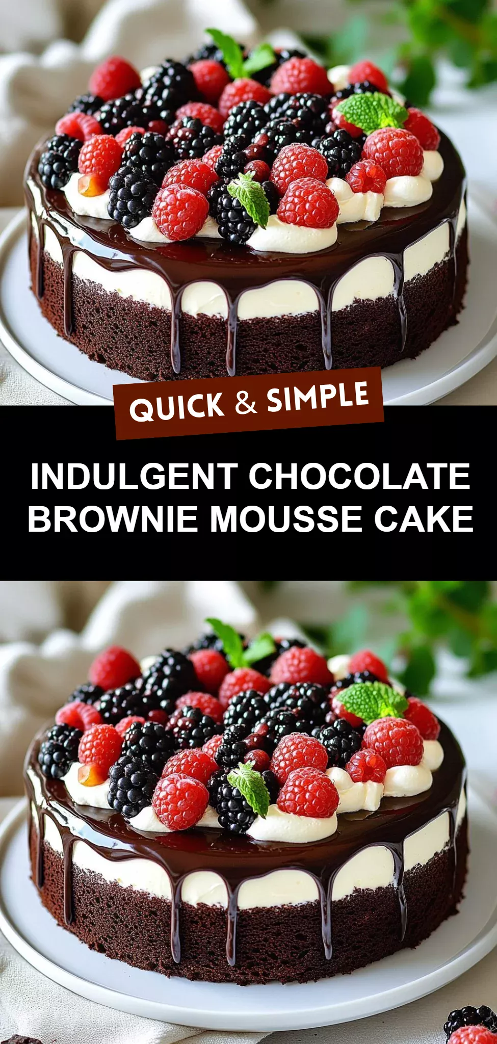 Indulgent Chocolate Brownie Mousse Cake