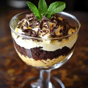 Indulgent chocolate cheesecake trifle with layers of rich chocolate and creamy cheesecake.