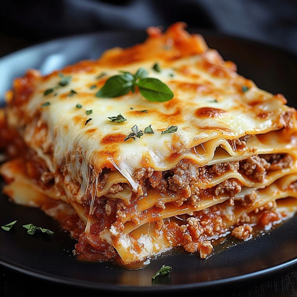Delicious slow cooker lasagna served with fresh herbs and cheese