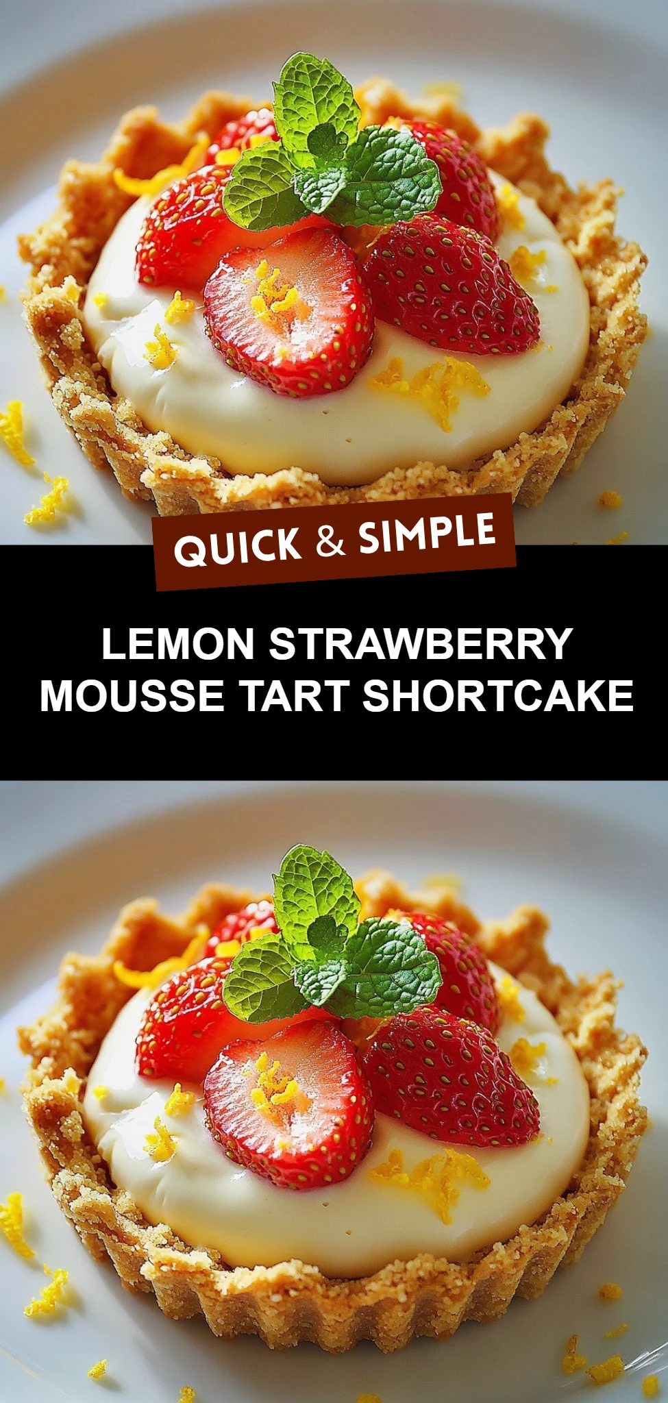 Lemon Strawberry Mousse Tart Shortcake