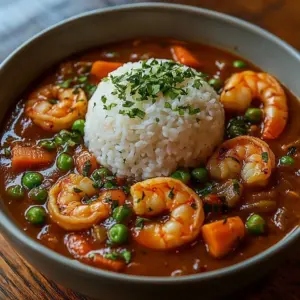 Delicious bowl of Louisiana gumbo with seafood and sausage