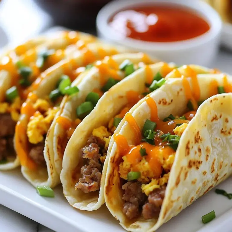 Mini sausage egg waffle tacos served on a plate