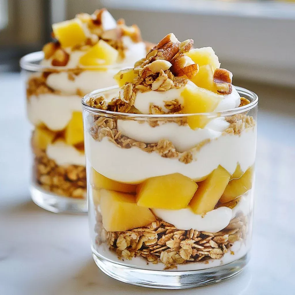 Morning apple cinnamon parfait with chia seeds served in a glass