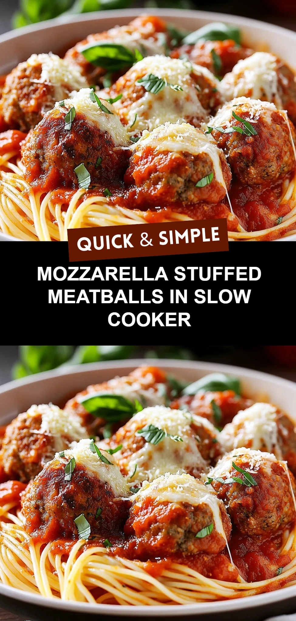 Mozzarella Stuffed Meatballs in Slow Cooker