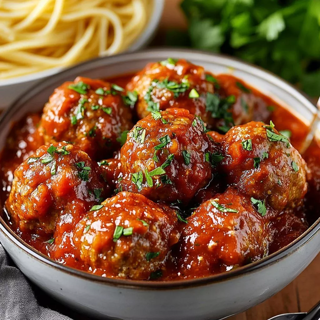 Delicious old-fashioned porcupine meatballs served with sauce and garnished