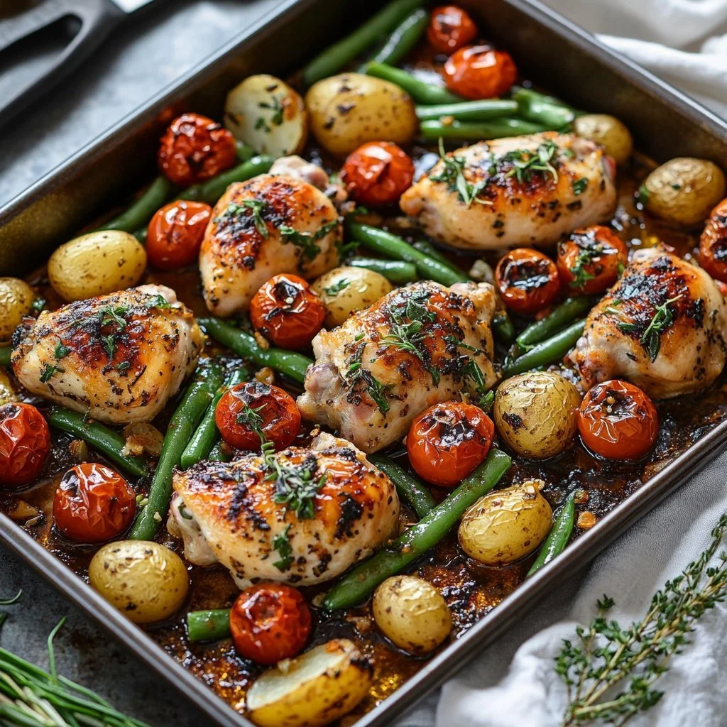 One-Pan Chicken Fajitas with colorful peppers and chicken on a plate