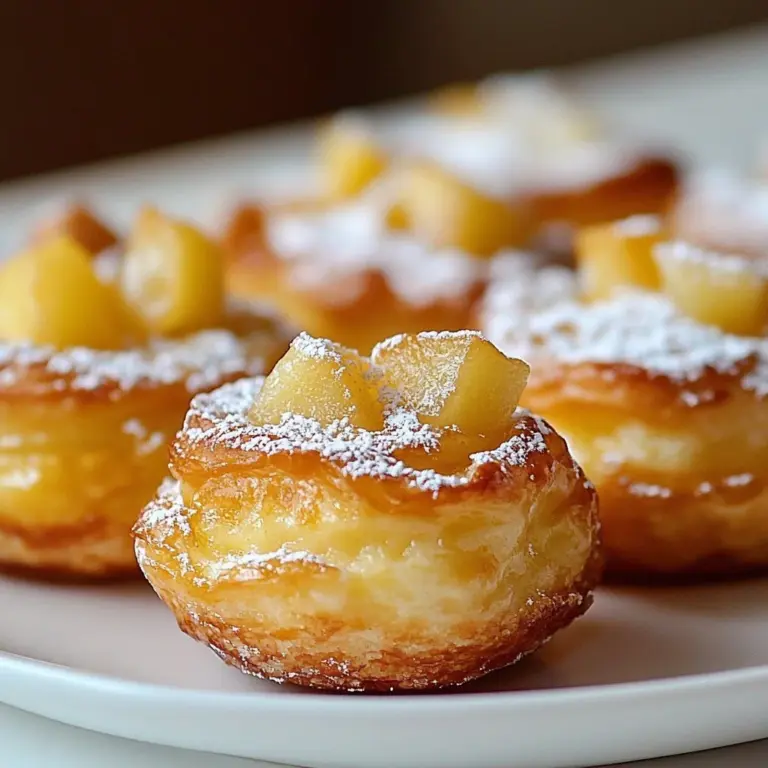 Delicious oven-baked apple fritters dusted with powdered sugar.