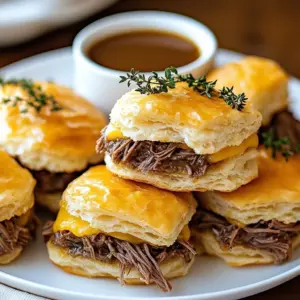 Oven-baked French dip biscuits served with dipping sauce