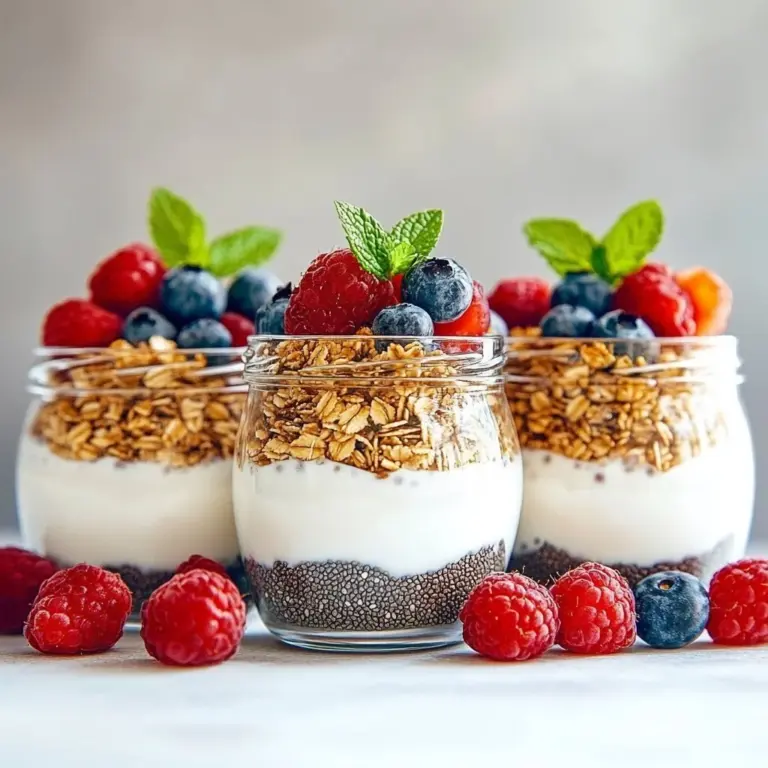 A bowl of overnight chia pudding topped with fresh berries and nuts.
