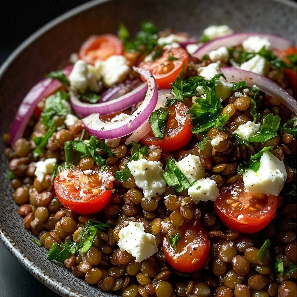 Fresh Parsley Lentil Feta Salad with vibrant ingredients