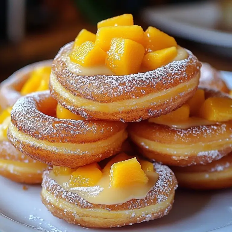 Peach Cobbler Cheesecake Donuts topped with fresh peaches and crumbs
