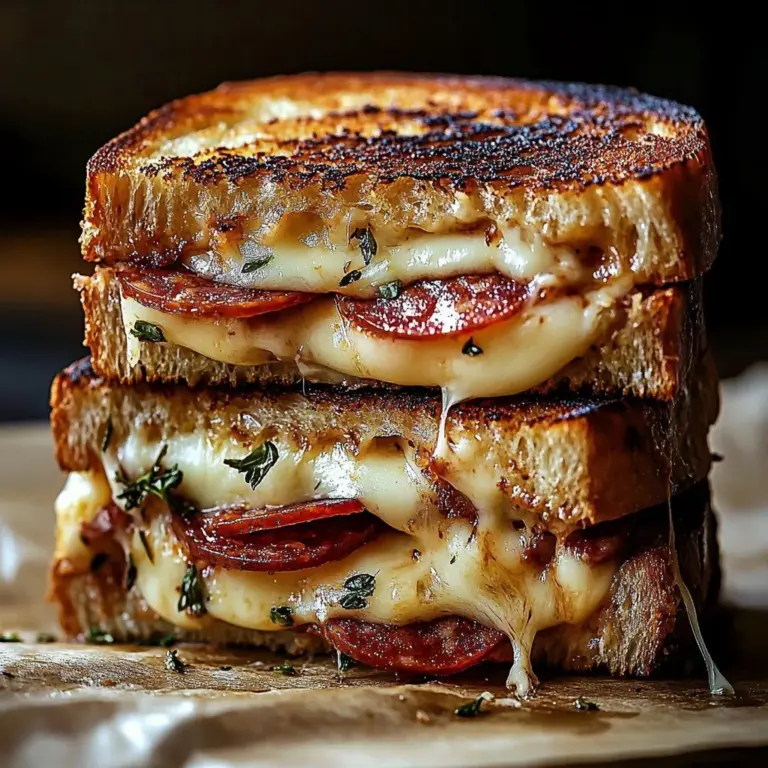 Delicious Pizza Grilled Cheese sandwich with melted cheese and pizza toppings