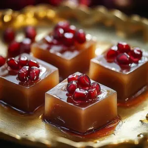 Pomegranate Caramel Delights showcased on a decorative plate.