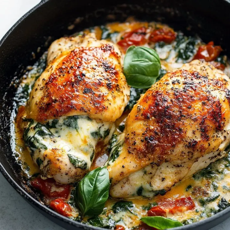 Roasted peppers and spinach mozzarella stuffed chicken served on a plate