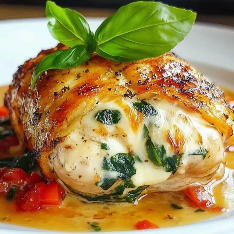 Roasted red pepper and spinach stuffed chicken ready to serve