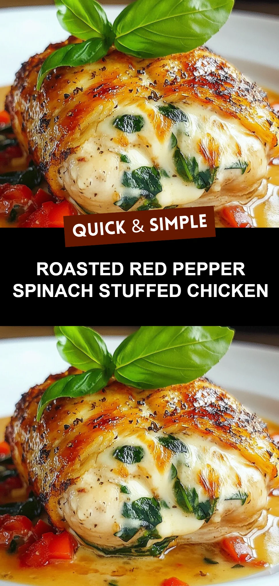Roasted Red Pepper Spinach Stuffed Chicken