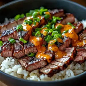 Savory Korean BBQ steak bowl with marinated beef and fresh vegetables