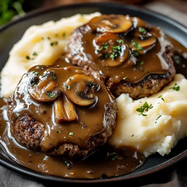 Delicious Salisbury Beef Patties served with vegetables and sauce