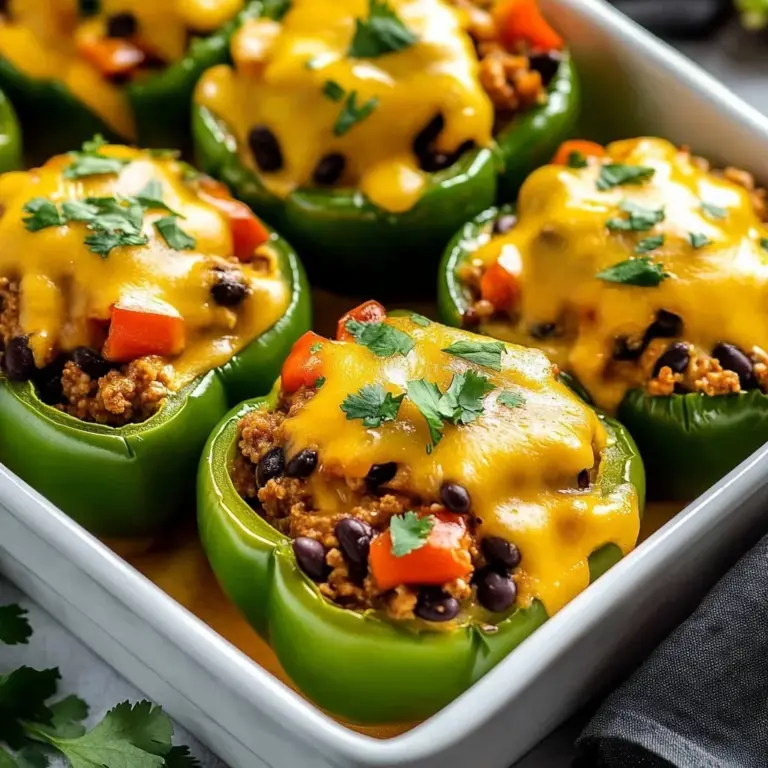 Colorful taco stuffed peppers filled with seasoned meat and cheese