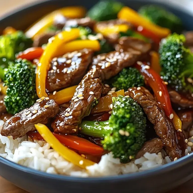 Delicious beef and broccoli stir-fry served in a vibrant bowl.