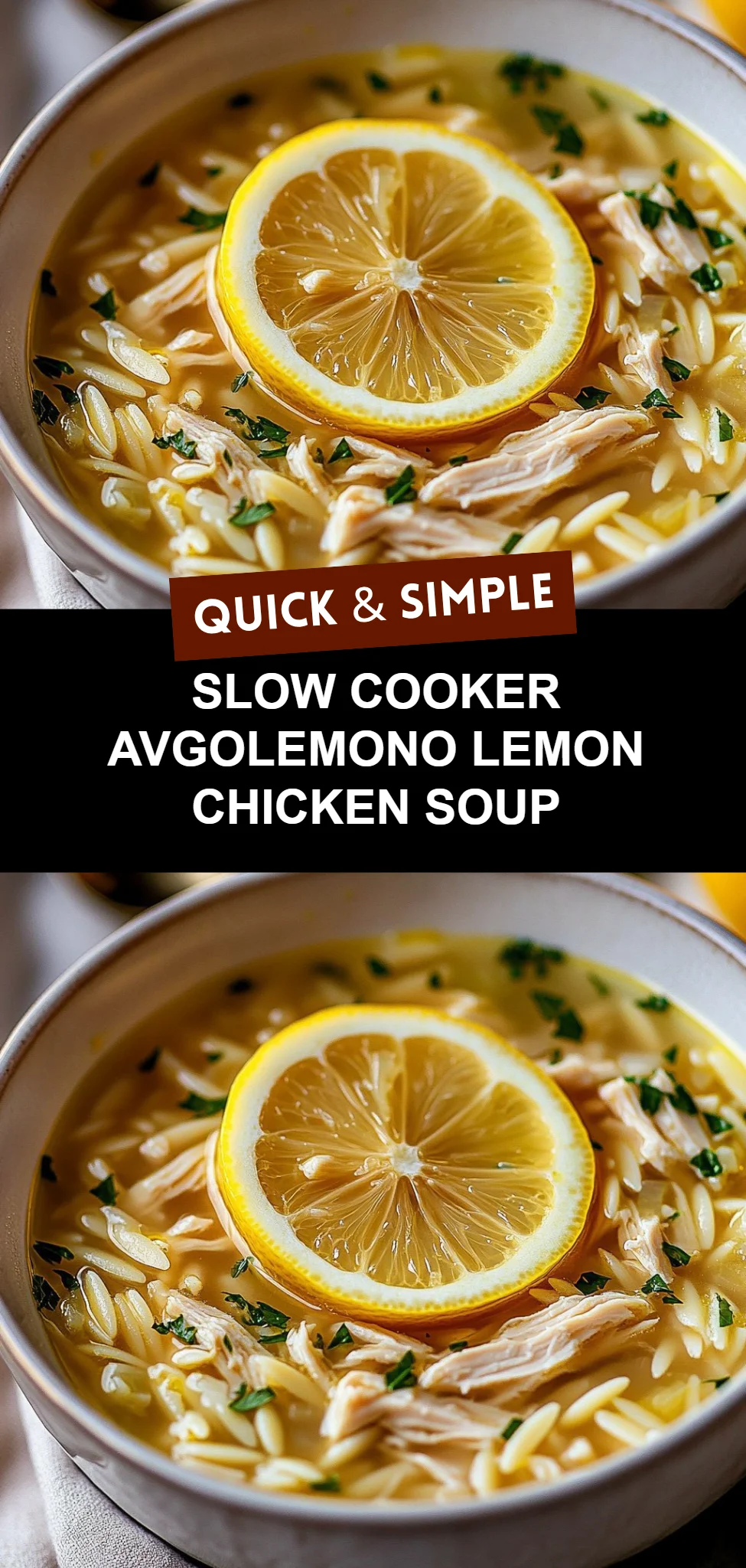 Slow Cooker Avgolemono Lemon Chicken Soup