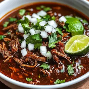 Delicious Slow Cooker Birria served in a bowl with toppings like cilantro and onions
