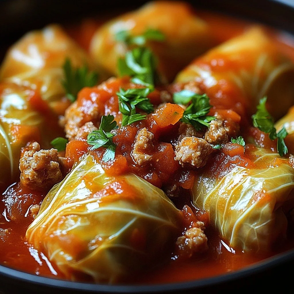 Slow Cooker Deconstructed Cabbage Rolls in a serving bowl
