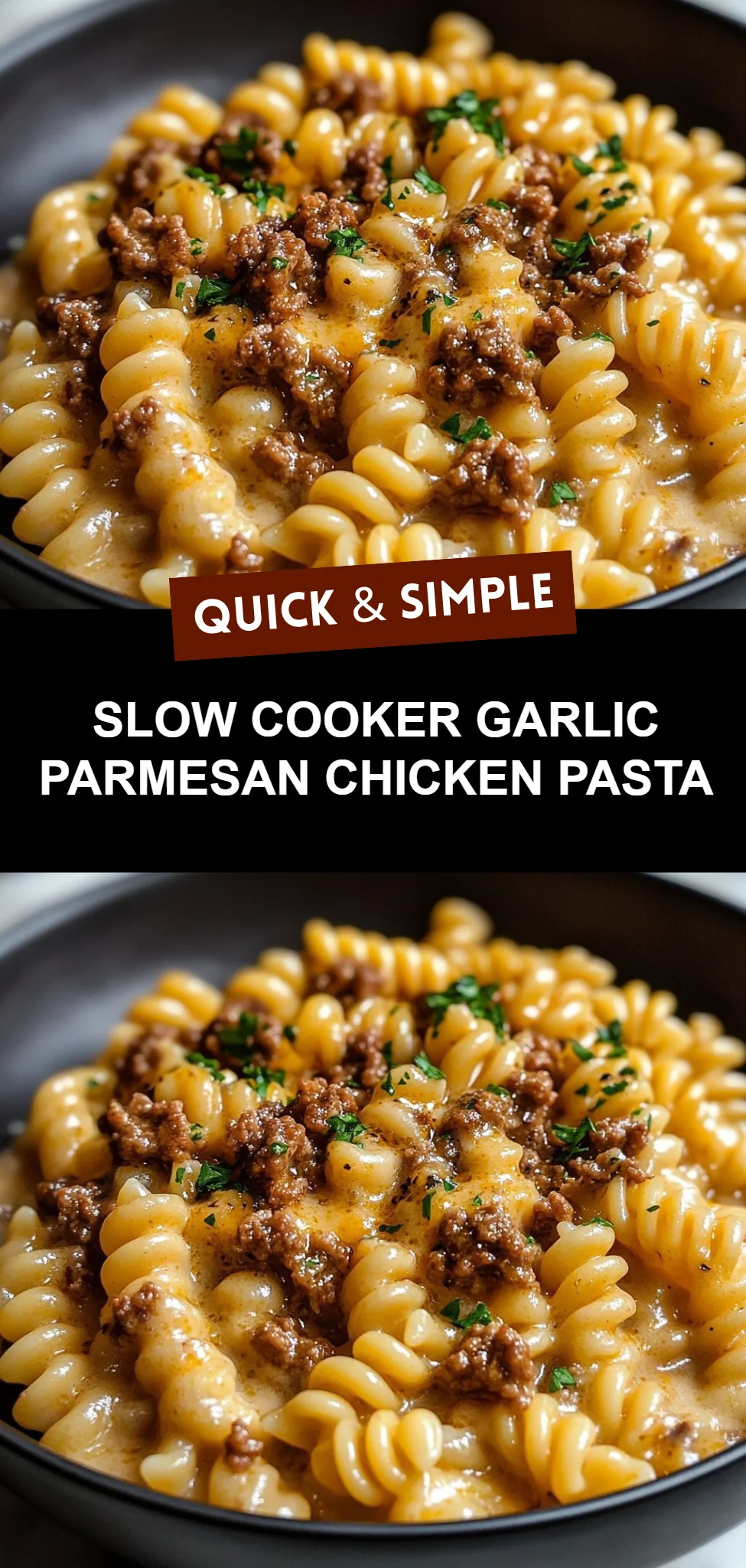 Slow Cooker Garlic Parmesan Chicken Pasta