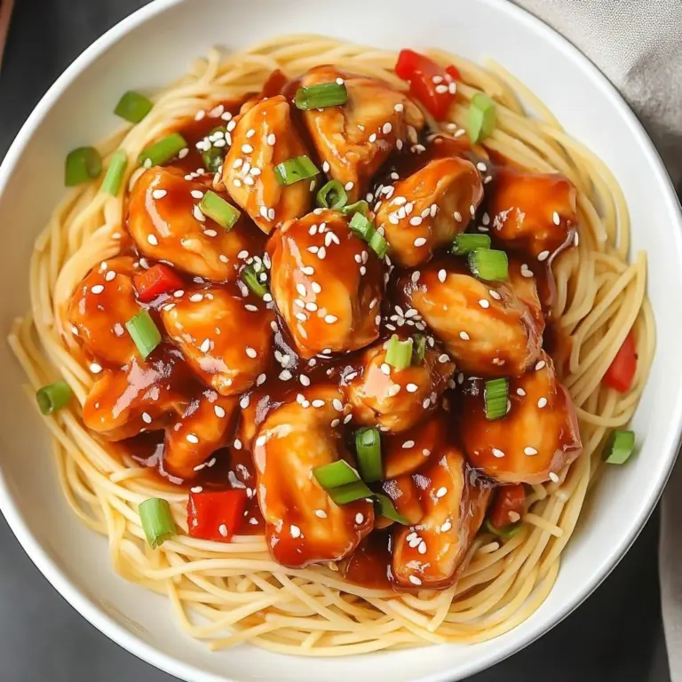 Delicious slow cooker honey garlic chicken served over noodles with a savory sauce.