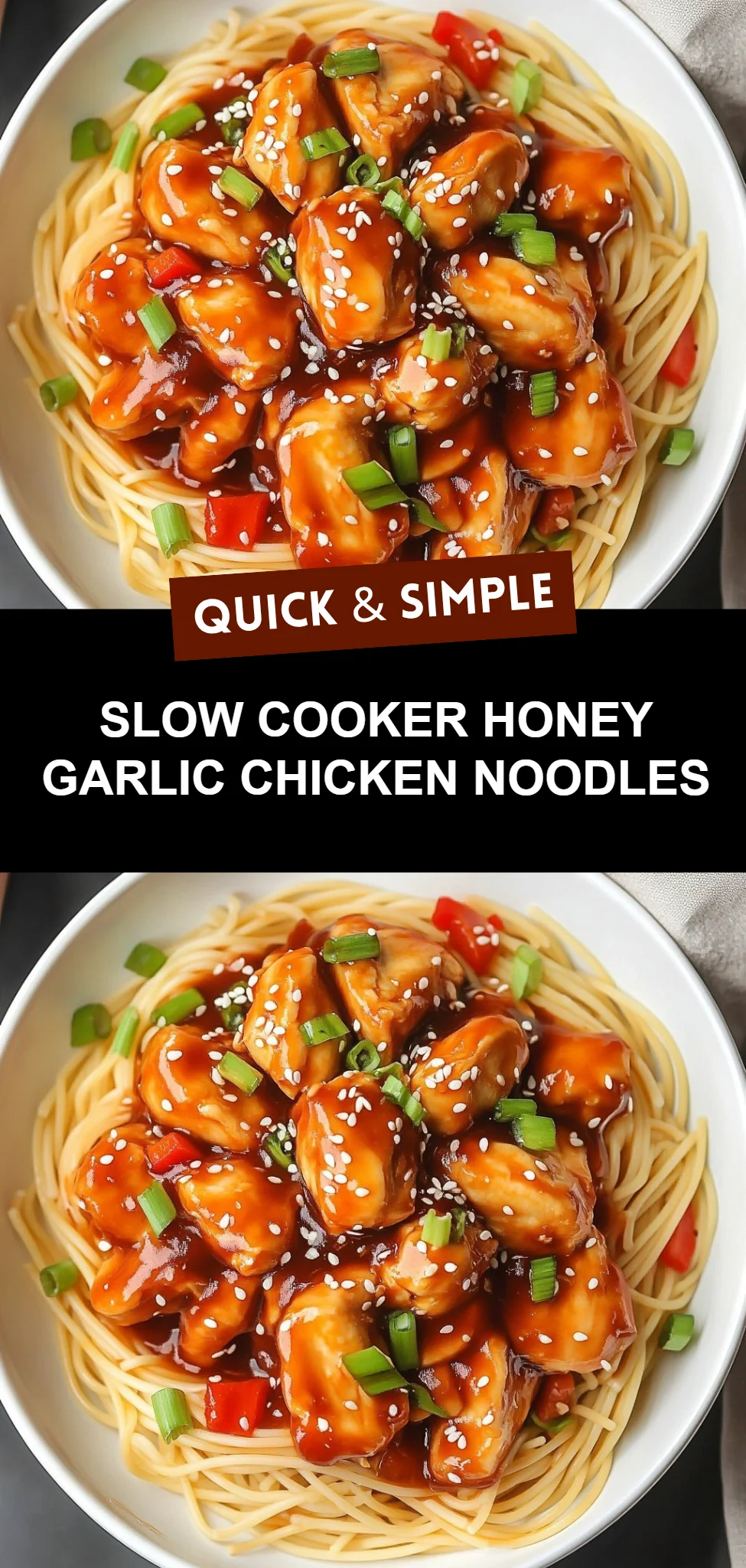 Slow Cooker Honey Garlic Chicken Noodles