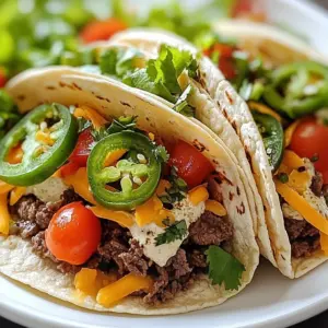 Delicious Smash Burger Tacos garnished with fresh toppings and served on a plate