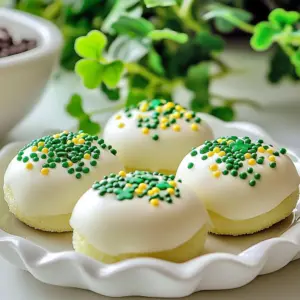 Soft Oreo Shamrock Cookies with green icing and Oreo crumbles