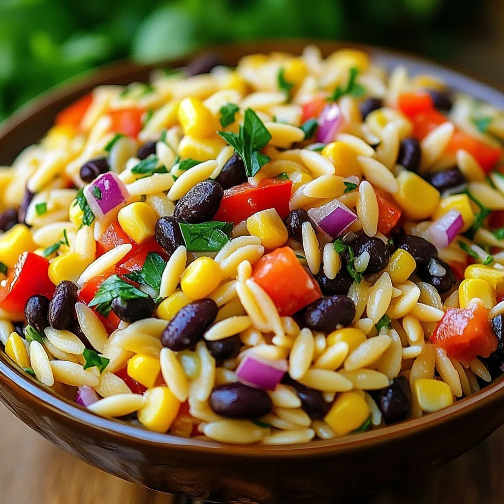 Bowl of Southwestern Cowboy Pasta Salad with colorful ingredients