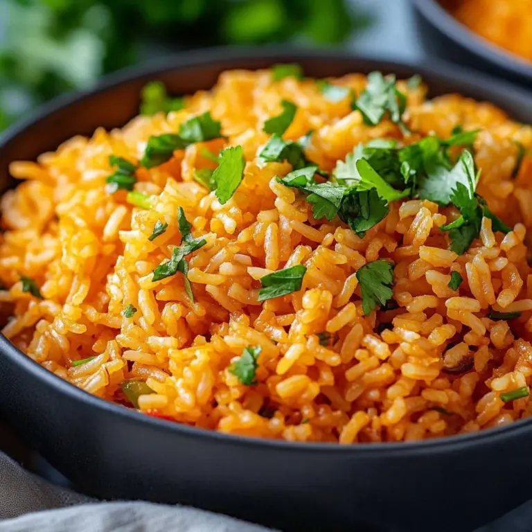 Delicious Spanish rice served in a bowl with colorful vegetables and spices.