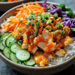 Spicy Bang Bang Chicken Bowl with vibrant ingredients and flavors