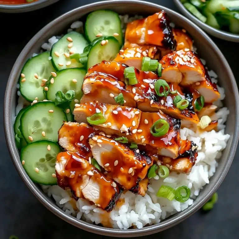 Spicy Bang Bang Chicken Bowl featuring tender chicken in a flavorful sauce.