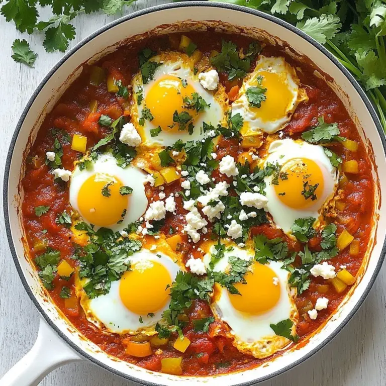 Spicy Bell Pepper Breakfast Shakshuka served in a skillet