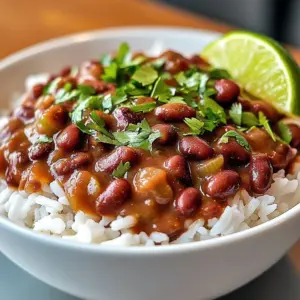 Delicious spicy red beans and rice served in a bowl
