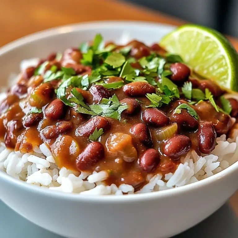 Delicious spicy red beans and rice served in a bowl