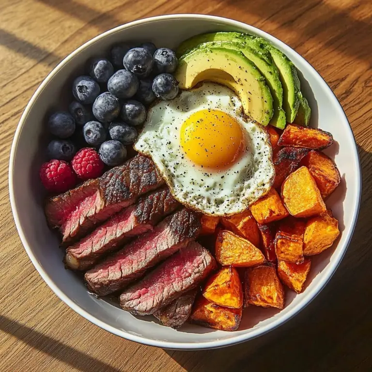 Steak and Sunny Eggs Power Plate, a nutritious breakfast option.