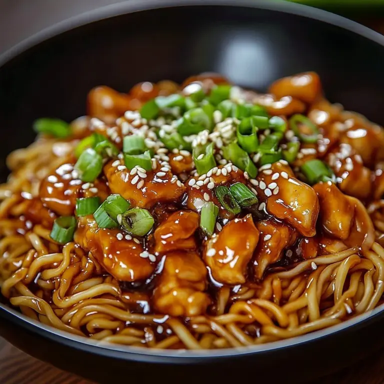 Delicious sticky garlic chicken noodle bowls with fresh ingredients and rich flavors.