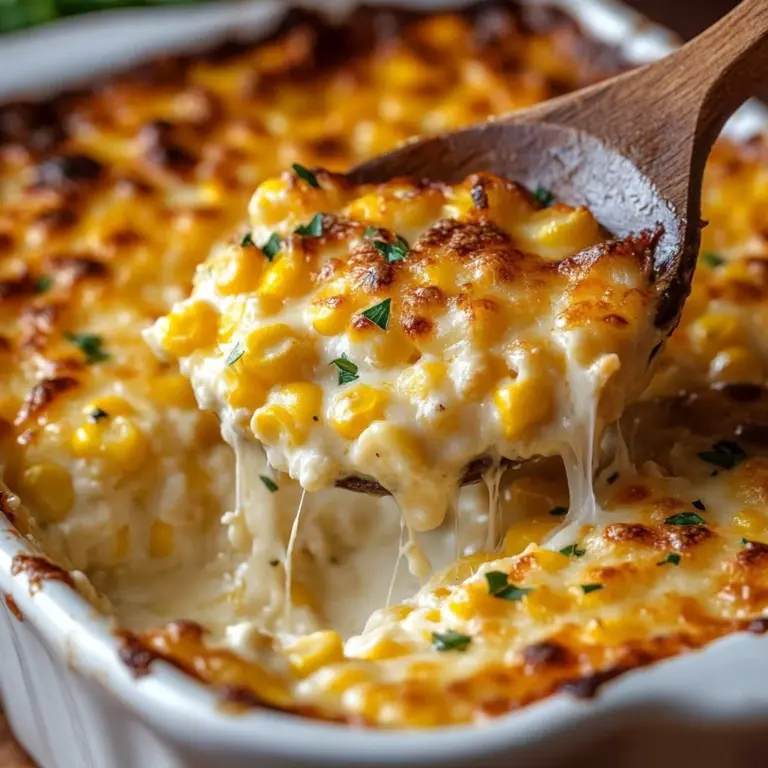 Street Corn Chicken Bake with cheese and fresh toppings in a casserole dish
