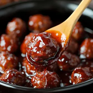 Sweet and tangy grape meatballs served on a platter with garnishes.