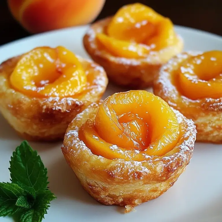 Sweet Peach Pie Cruffins, a delicious pastry filled with fresh peach pie filling.