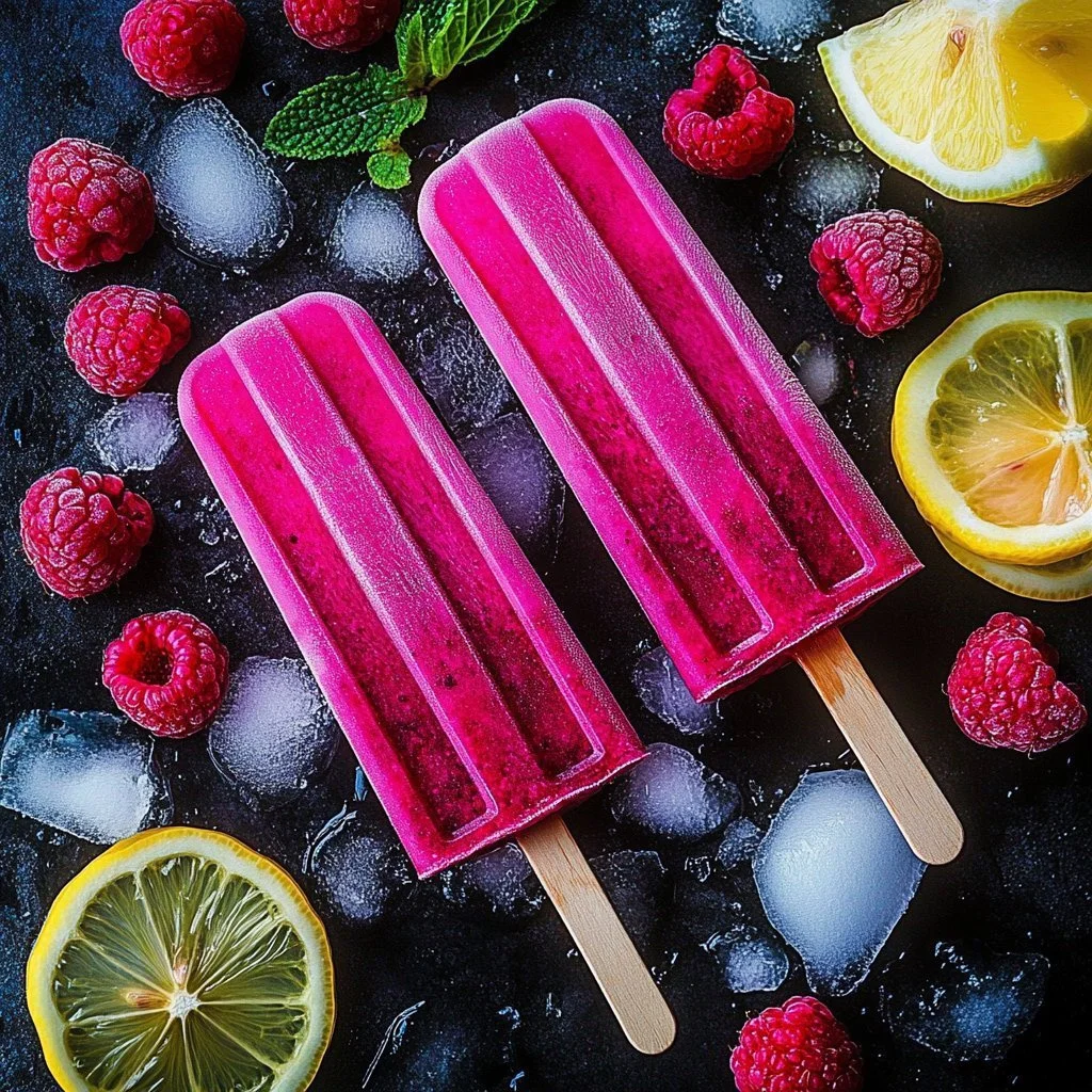 Three-Ingredient Keto Raspberry Lemon Popsicles on a plate